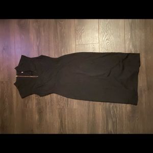 Black bodycon midi dress with deep v